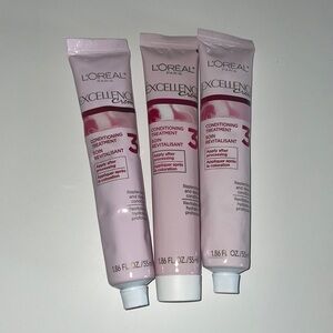 Loreal Excellence Creme Conditioning Treatment Lot of 3 Pink Tubes 1.86 fl oz